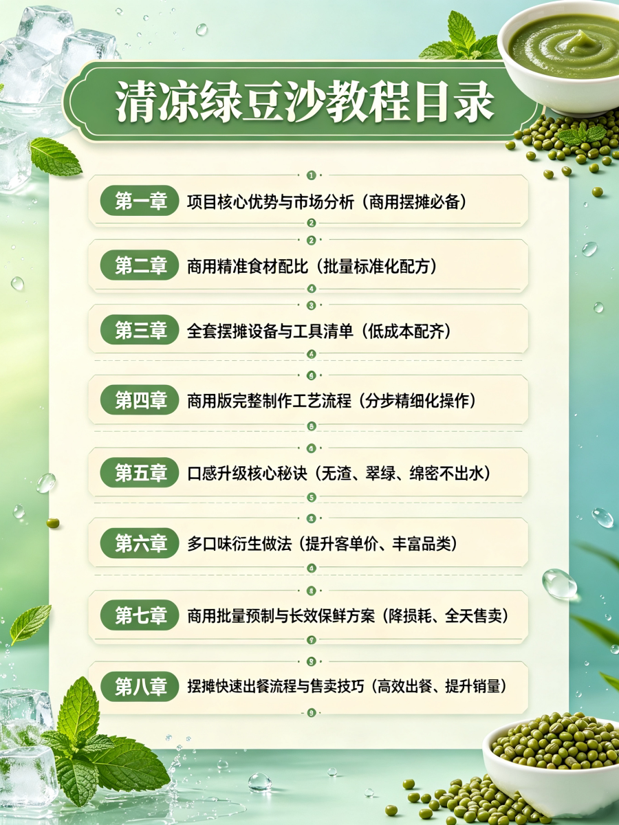 图片[2]-L85953清凉绿豆沙｜夏日爆款糖水 摆摊出餐快成本低做法教程-简创库网