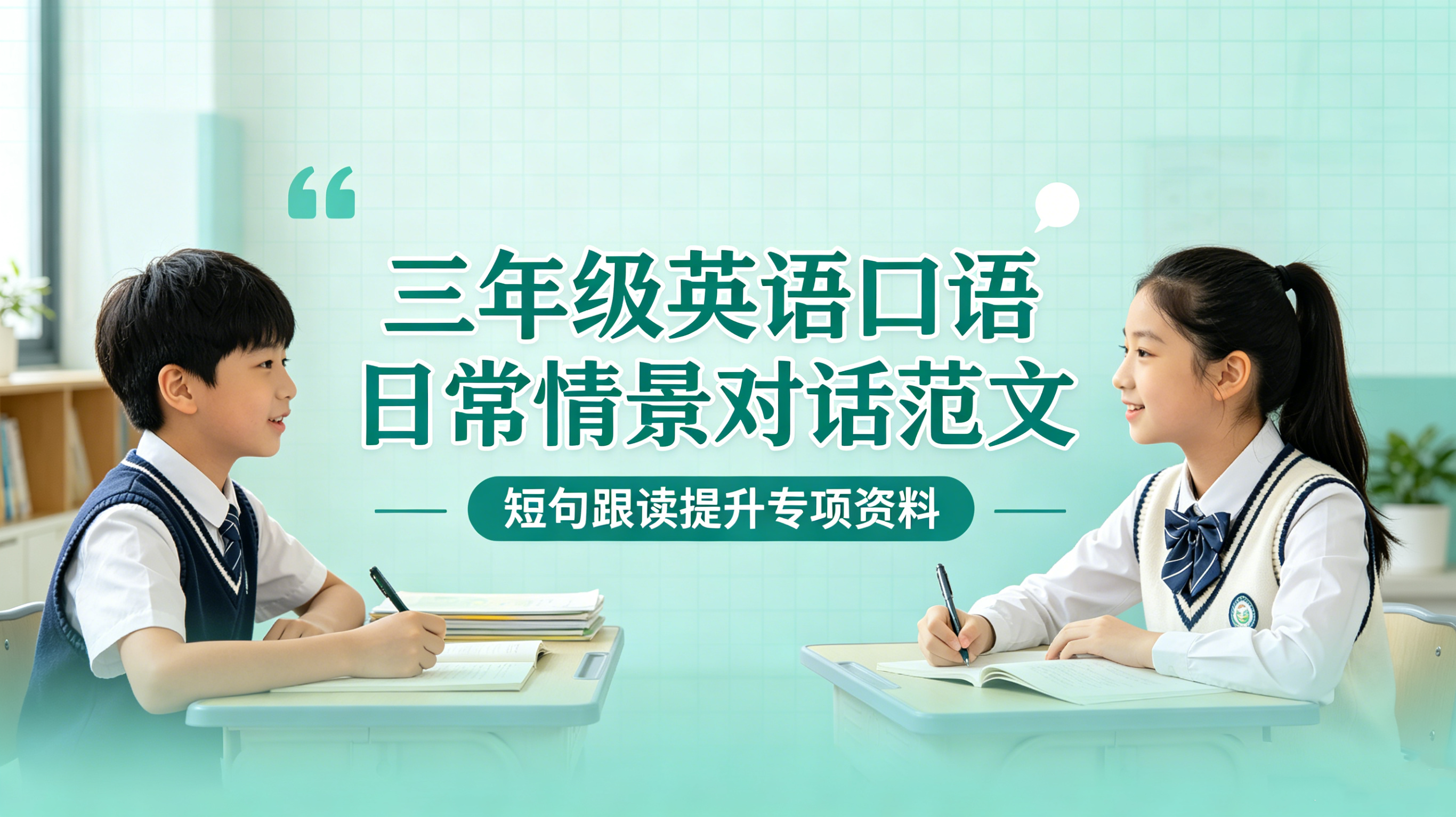 H9882三年级英语口语日常情景对话范文 短句跟读提升专项资料-简创库网