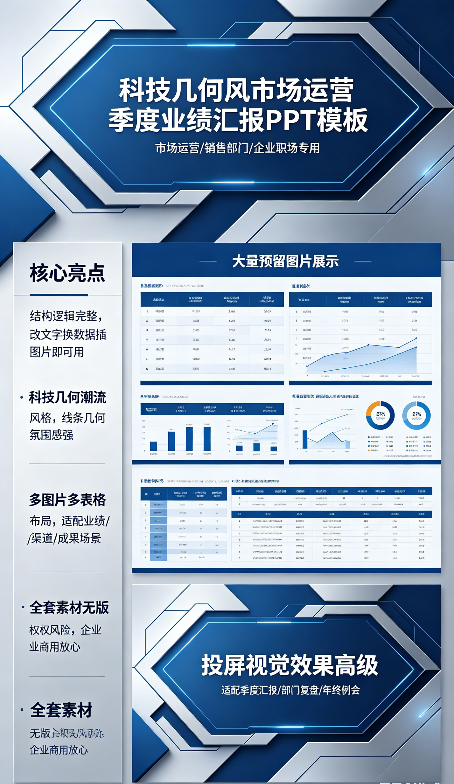 图片[2]-B1019科技几何风市场运营季度业绩汇报PPT模板 多图表多图片商务通用-简创库网