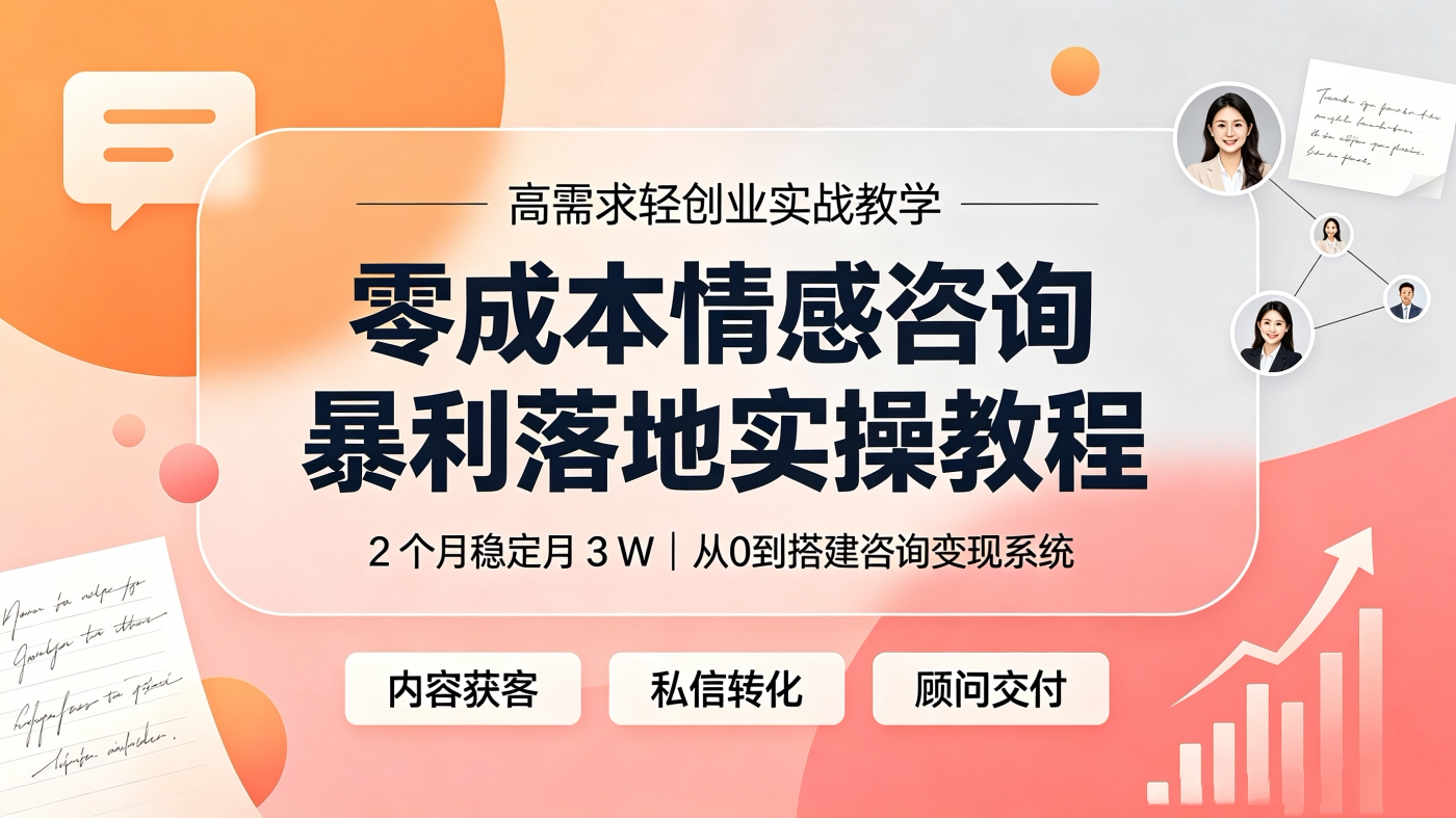 M65788情感咨询赛道落地实操手册教程（2 个月稳定月 3 W）-简创库网