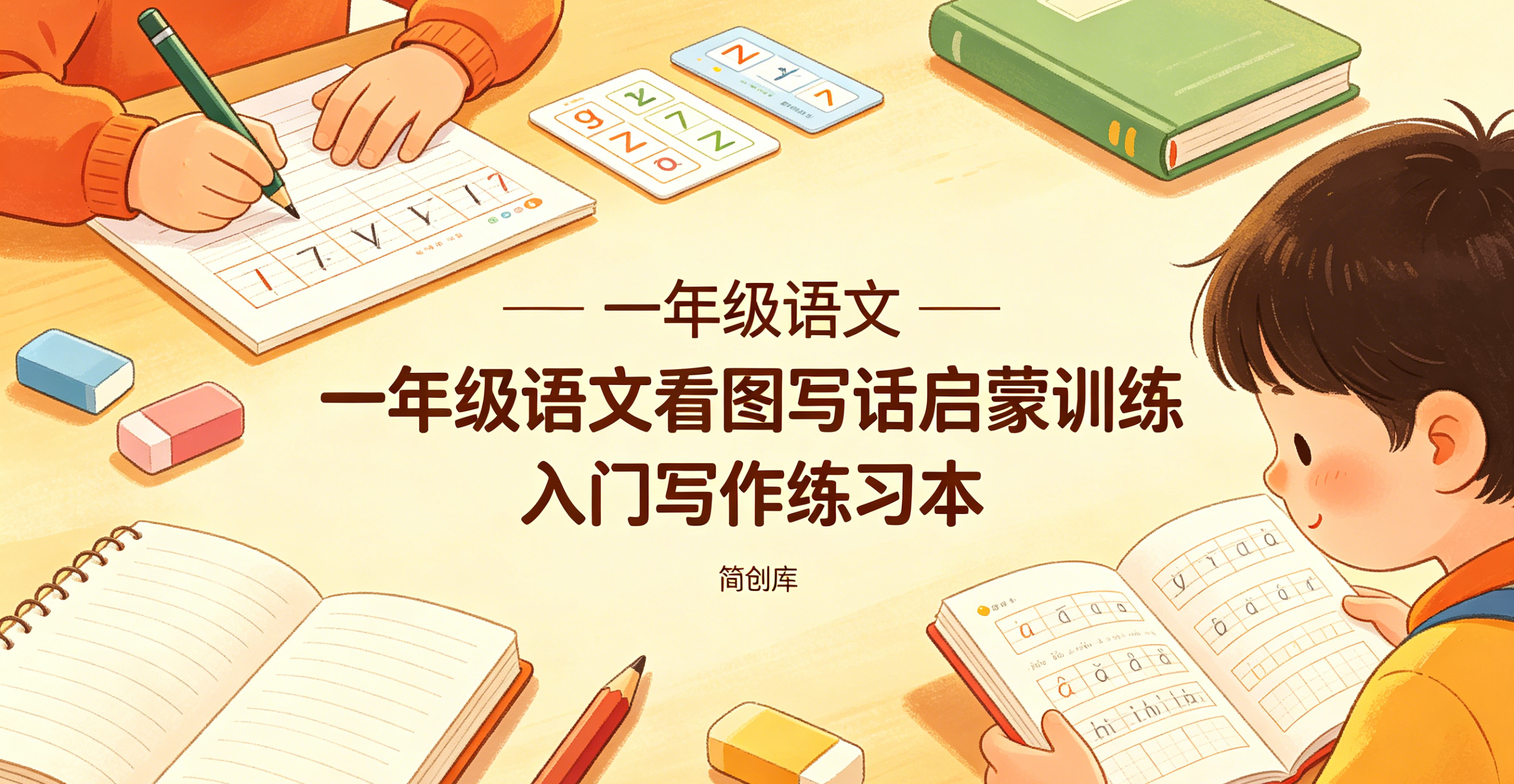 F10003一年级语文看图写话启蒙训练 入门写作练习本-简创库网