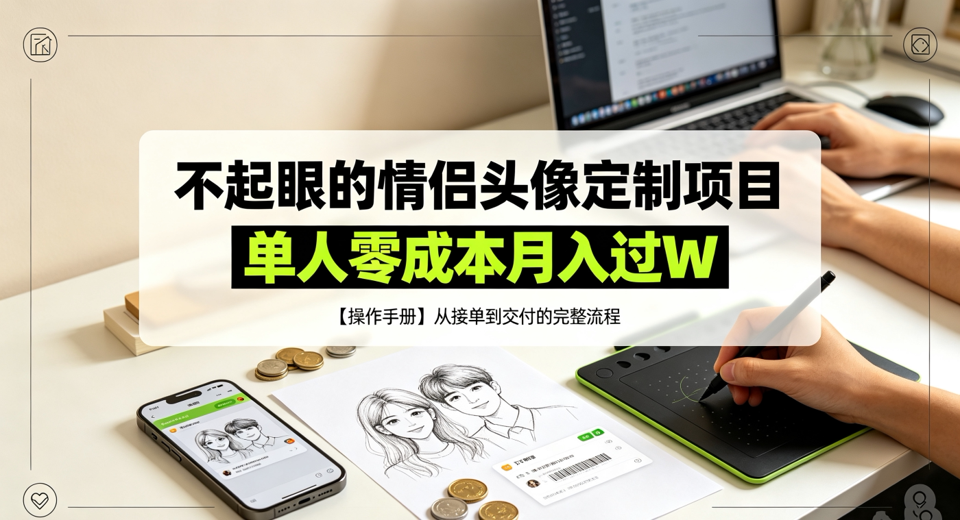 M65809 不起眼的情侣头像定制赛道，单人月过W操作手册教程-简创库网