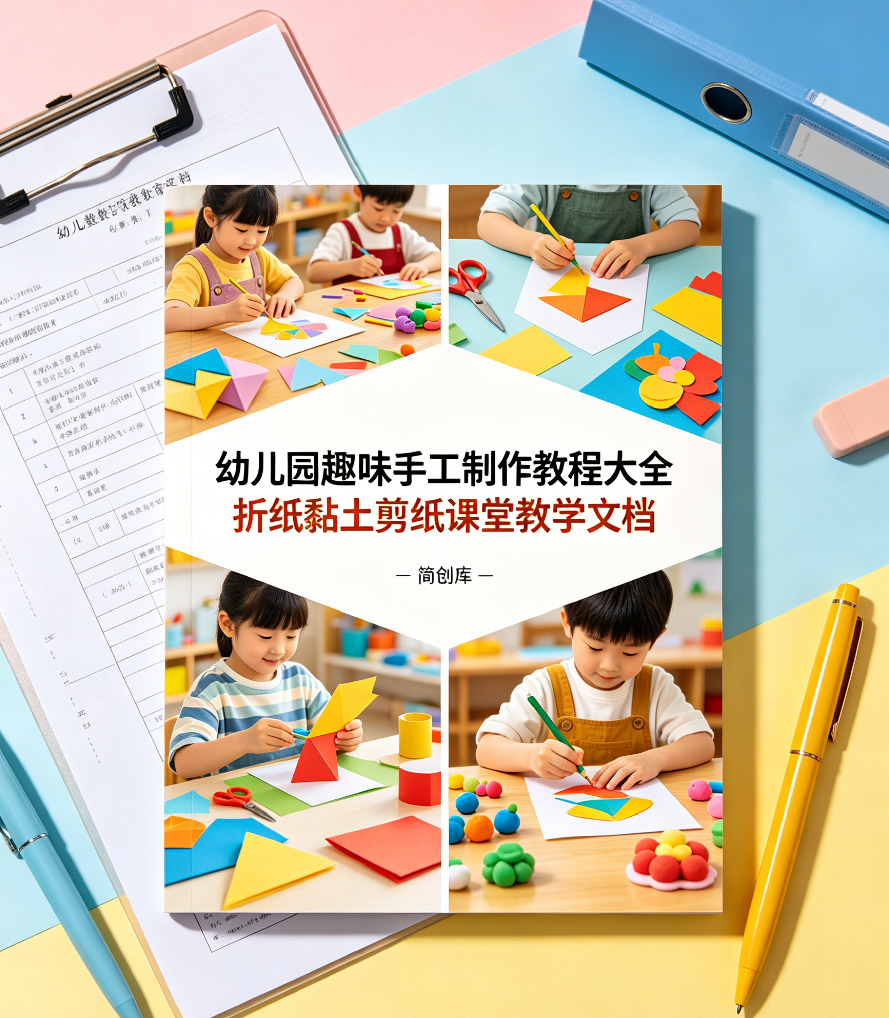 E1117幼儿园趣味手工制作教程大全 折纸黏土剪纸课堂教学文档-简创库网