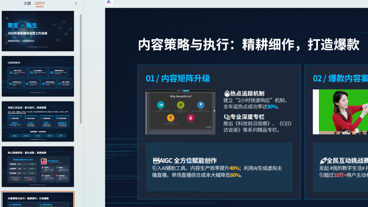 图片[3]-B1011科技蓝轻奢新媒体年度工作总结PPT模板 自媒体运营年终复盘通用模版-简创库网