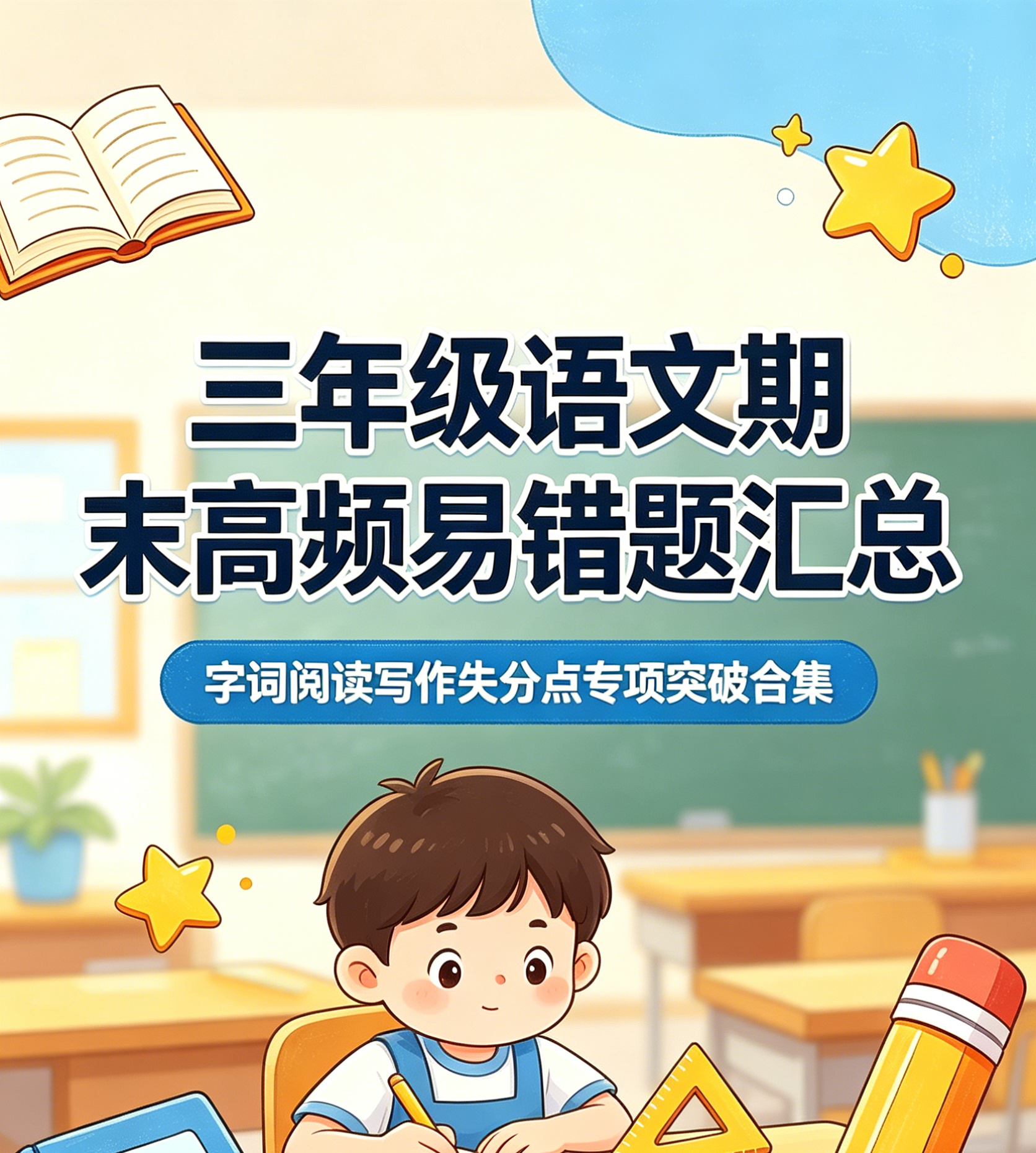 H9869三年级语文期末高频易错题汇总 字词阅读写作失分点专项突破合集-简创库网