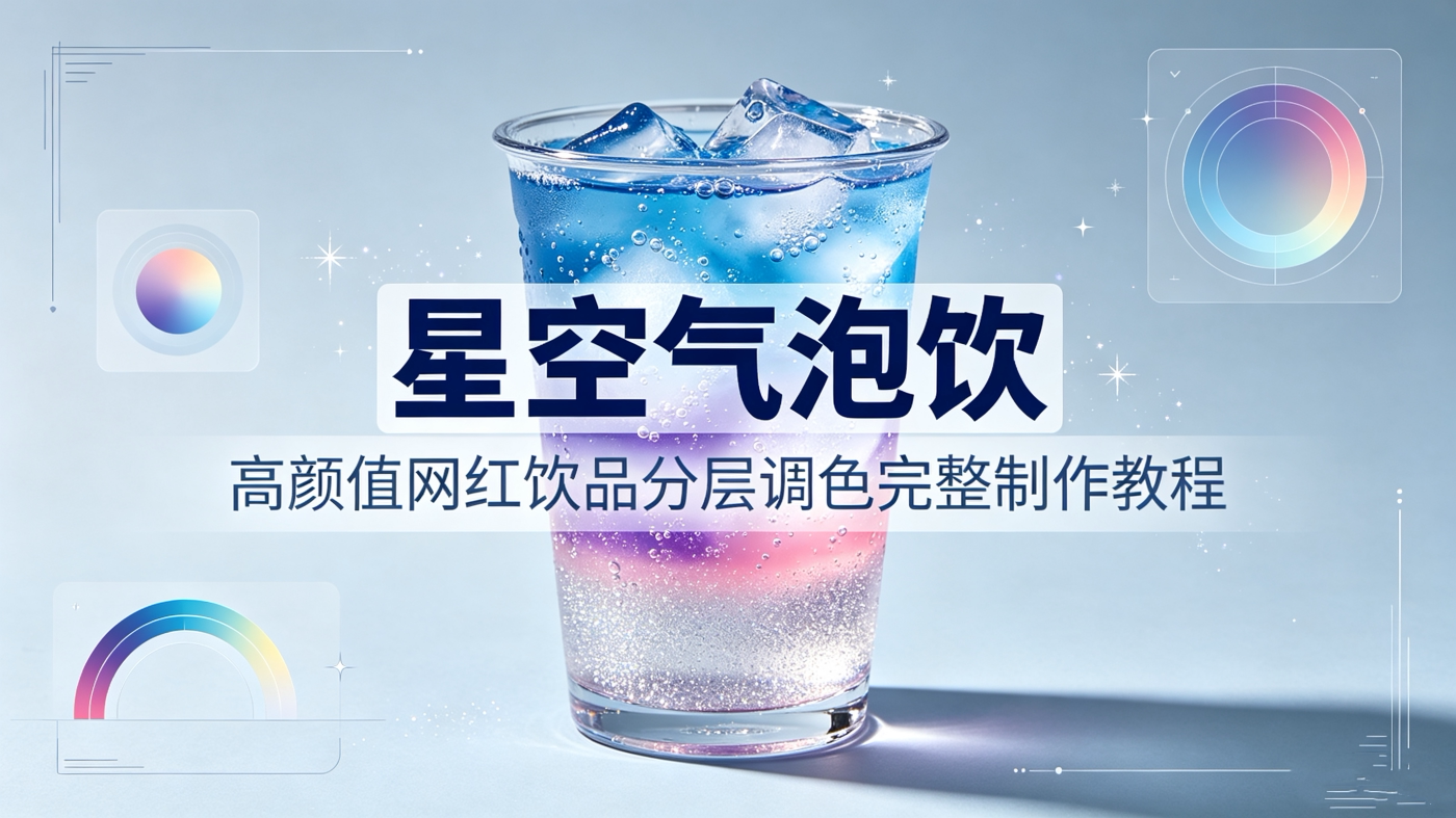 L85962星空气泡饮｜高颜值网红饮品分层调色完整制作教程-简创库网
