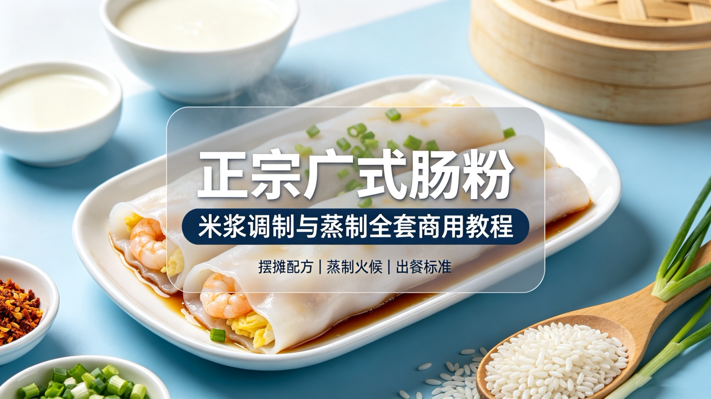 L25956正宗广式肠粉米浆调制与蒸制全套商用教程-简创库网