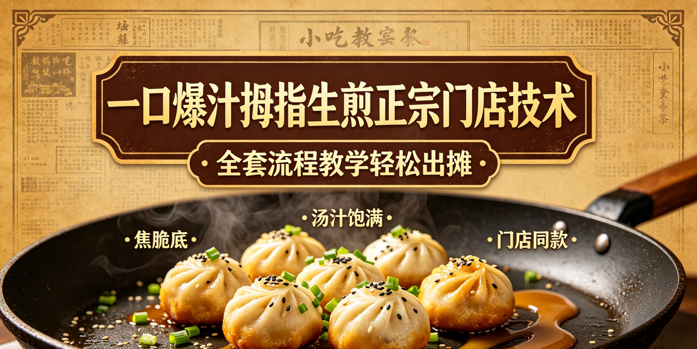 L72654一口爆汁拇指生煎正宗门店技术 全套流程教学轻松出摊-简创库网