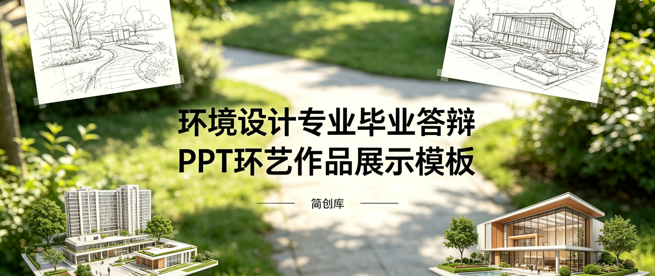 D2121小清新文艺毕业答辩PPT模板 简约治愈完整版-简创库网