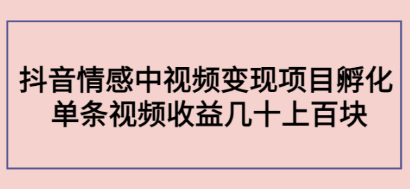 图片[1]-抖音情感中视频变现项目:单条视频收益几十上百[视频教程】-暗冰资源网