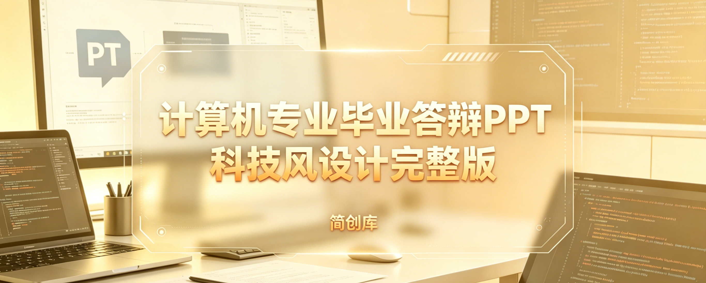 D2106计算机专业毕业答辩PPT模板 科技风设计完整版-简创库网