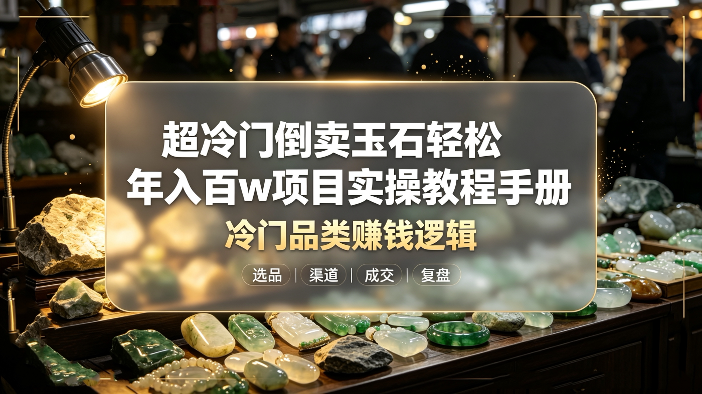 图片[1]-M658112超冷门倒卖玉石轻松百w项目实操教程手册-简创库网
