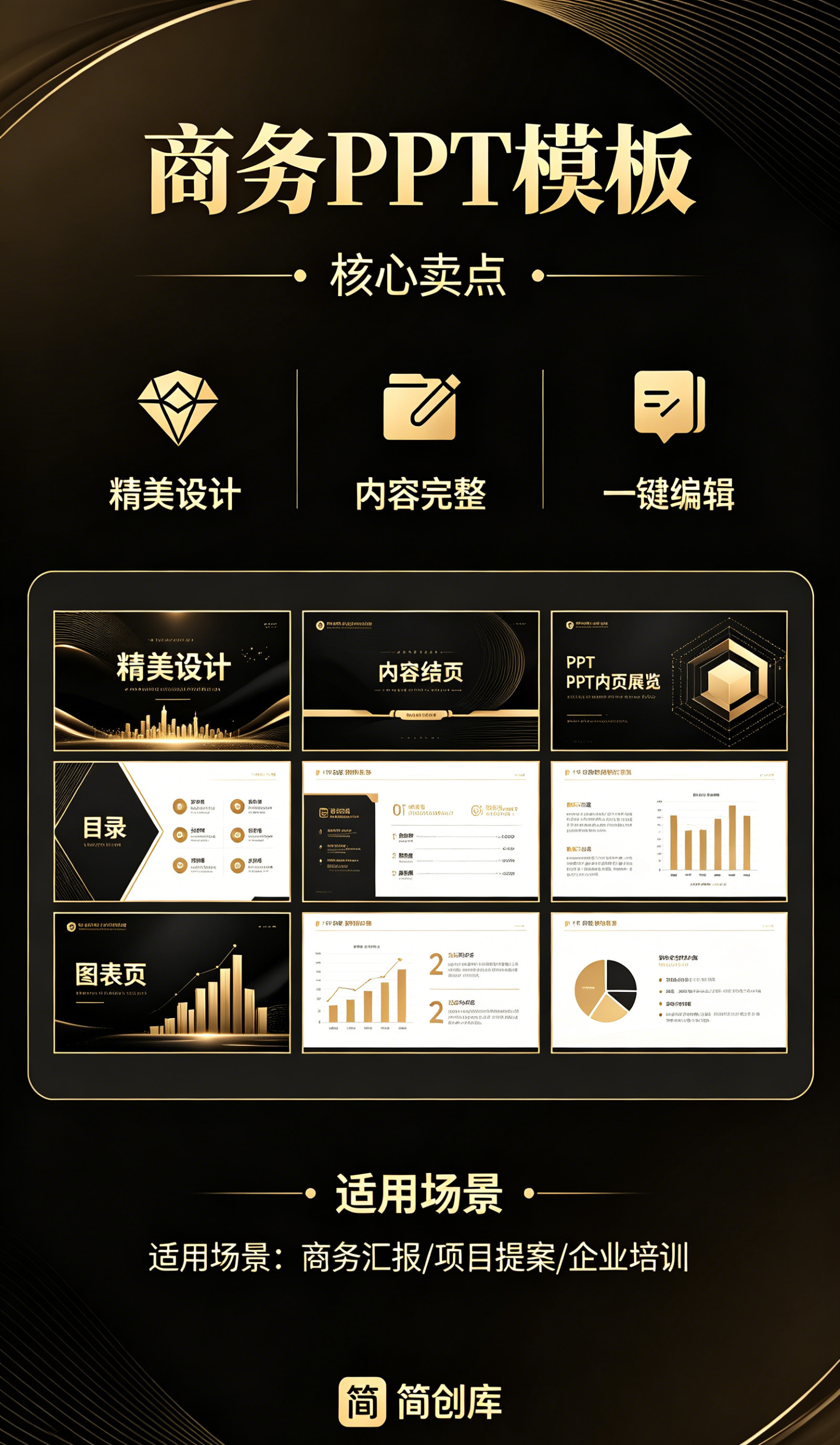图片[2]-B1014客服售后月度工作汇报PPT模板- 轻奢金线条高级风职场通用模板-简创库网