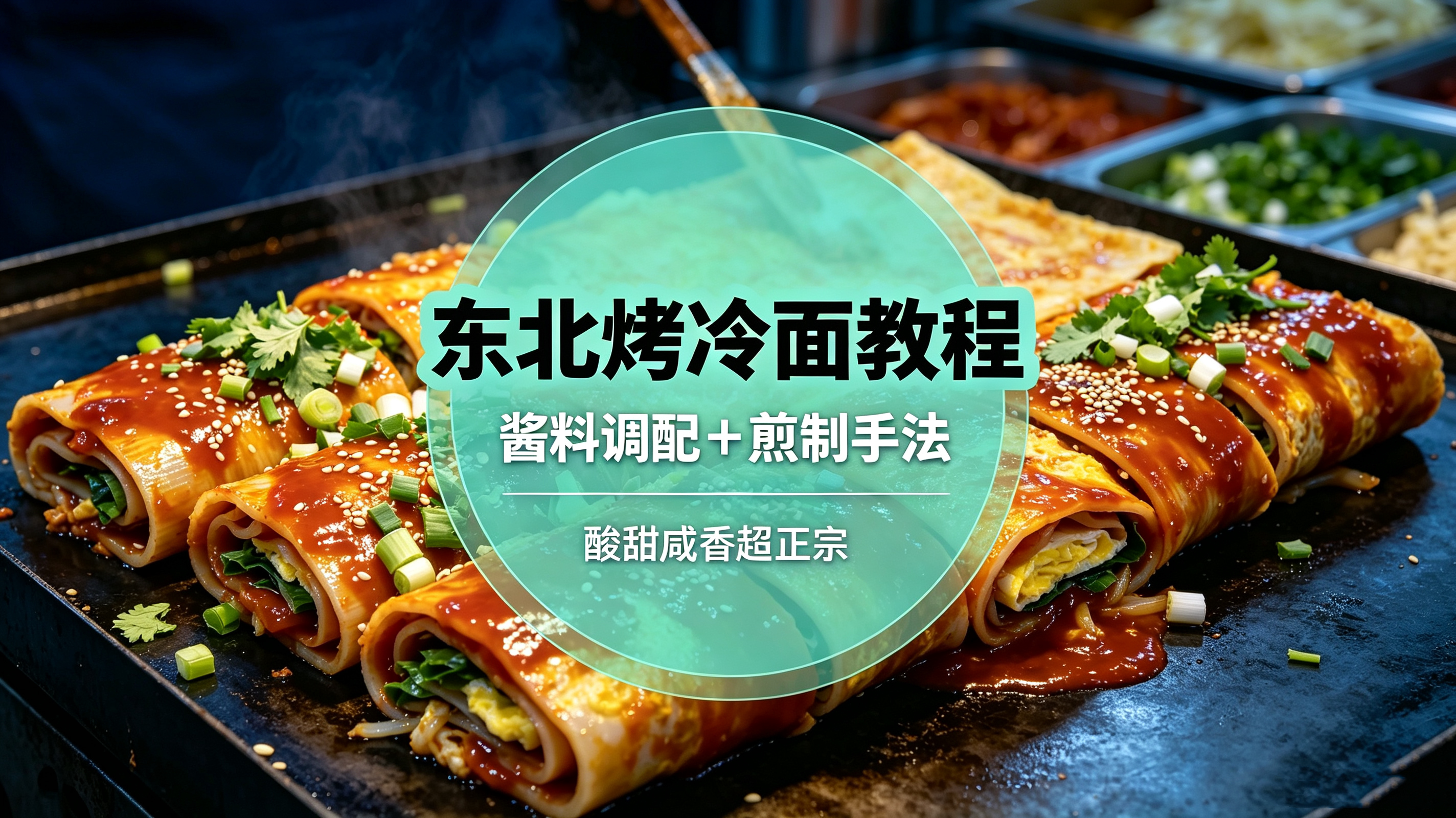 L67893东北特色烤冷面教程,酱料调配 + 煎制手法,酸甜咸香口味超正宗-简创库网