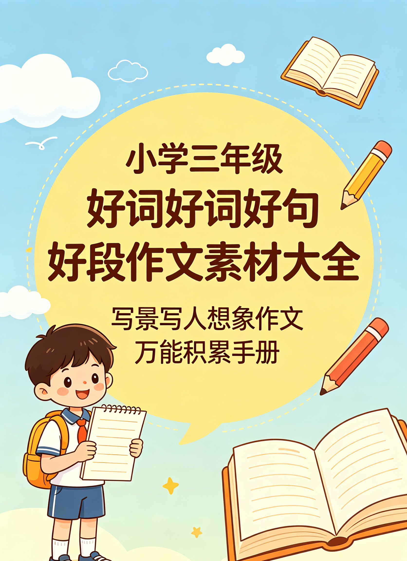 H9862小学三年级好词好句好段作文素材大全 写景写人想象作文万能积累手册-简创库网