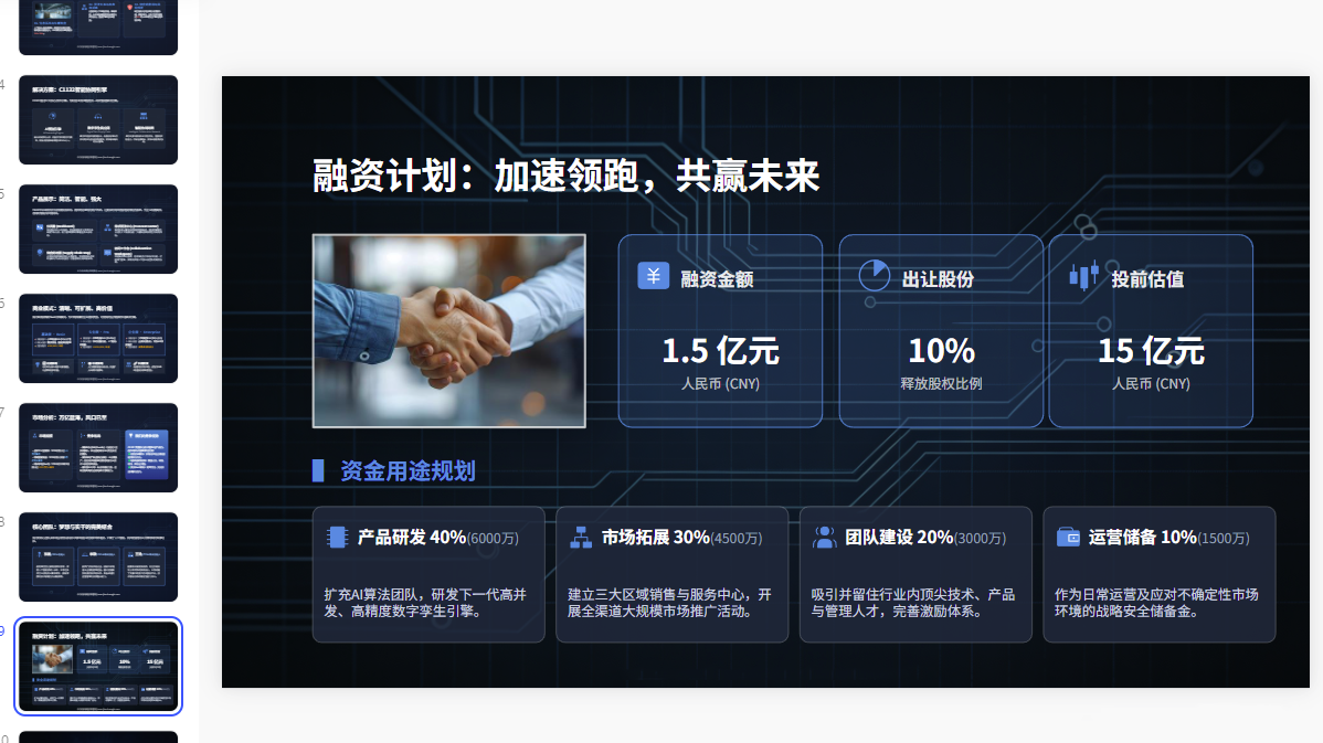 图片[3]-C1132科技蓝风融资路演投资人PPT模板 互联网项目投资人汇报模板高端设计无版权-简创库网