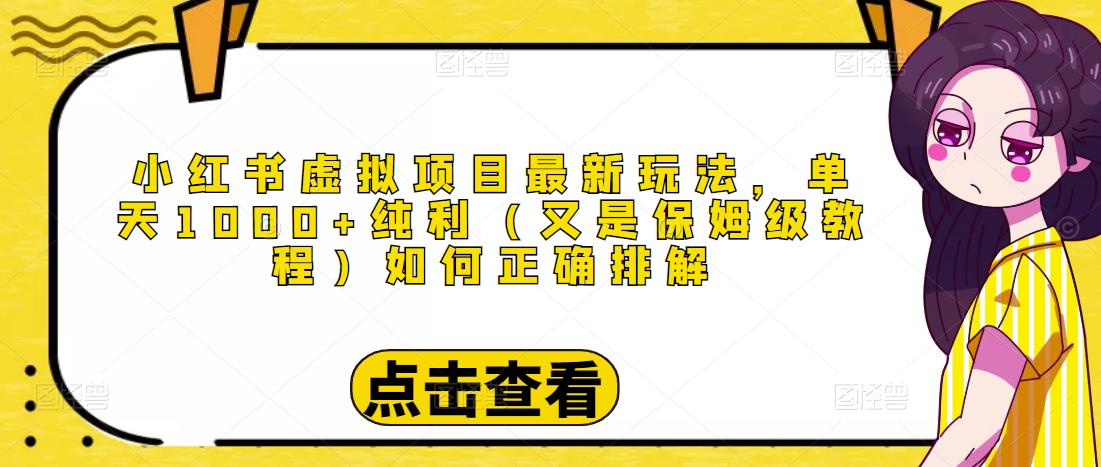 图片[1]-小红书虚拟项目玩法教程，教你怎么做小红书虚拟项目单天1000+纯利-暗冰资源网