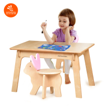 Infanton childrens table and chairs suit kindergarten table baby game drawing table solid wood learning toy small table