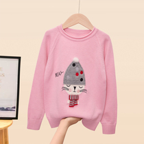 Girls Cardigan 2021 Autumn and Winter New Tong Knitted Sweater Childrens Slight Coats 100% Pure Wool