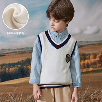 Childrens waistcoat New boys pullover pure cardigan Middle and large childrens knitwear sweater childrens clothing Korean version of the baby vest