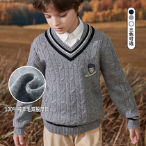 2020 autumn and winter new boys pullover sweater long sleeve Korean version of the childrens V-neck jacket wild knitted cardigan