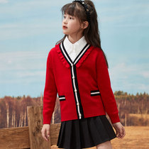 Girls Knitted Cardigan 100% Pure Wool 2021 Autumn and Winter New Children Sweater
