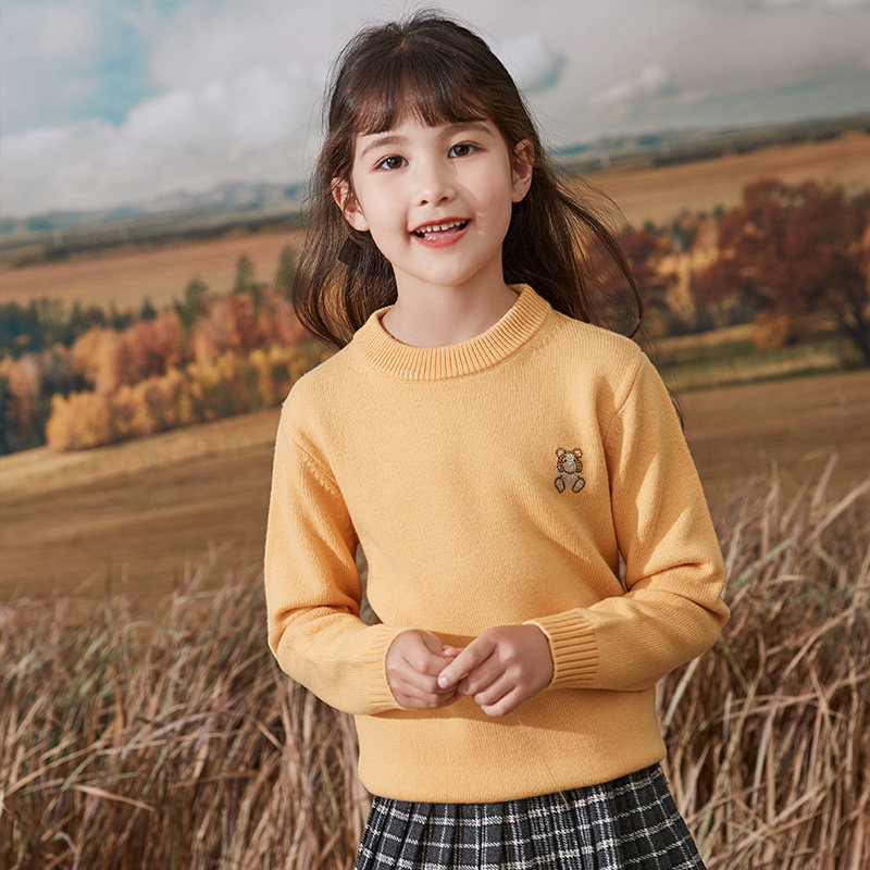 2021 autumn and winter new children's sweaters, boys' pullovers, medium and large children's clothing, girls' Western style knitted sweaters, wool bottoming shirts