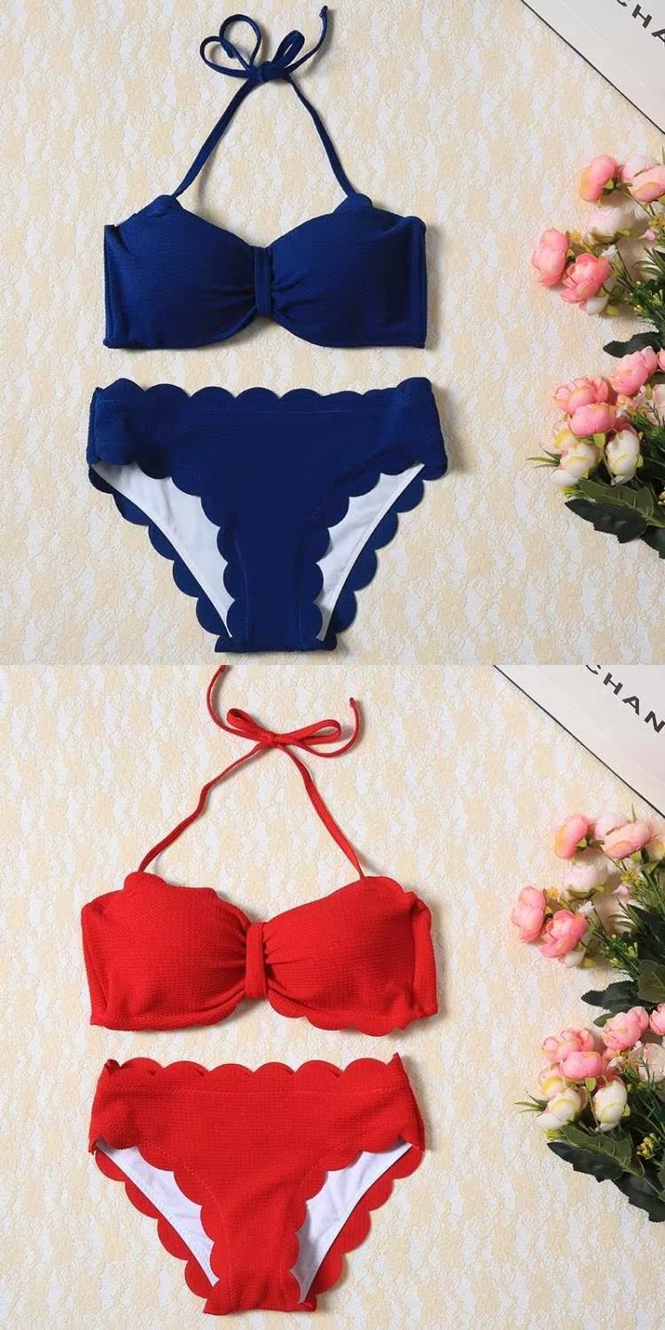 Ưu đãi đặc biệt Hàn Quốc nhỏ tươi mát bãi biển mùa xuân bikini chia đôi tam giác mỏng gợi cảm tụ tập áo tắm nữ - Bikinis bộ đồ tắm biển nữ