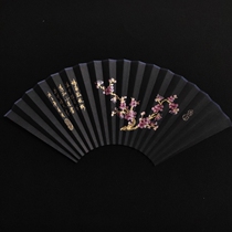 Xiangbaozhai Chinese style pure hand-painted Su Gong black fan classical Hanfu folding text play fan folding fan