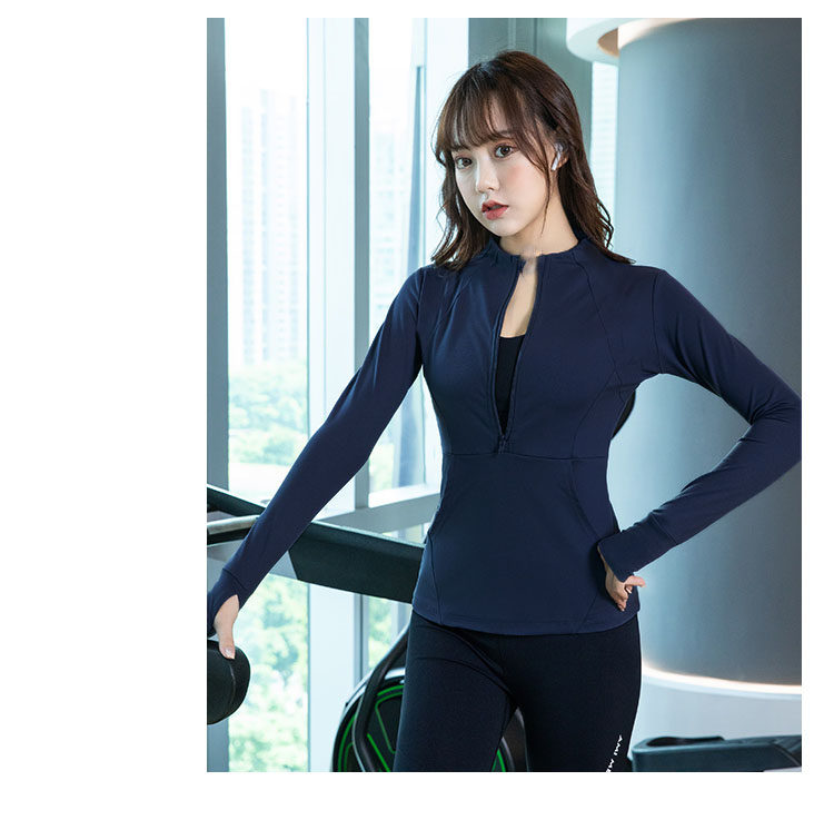 Куртка для йоги 瑜伽服装紧身快干长袖修身外衣上衣拉炼跑步性感运动外衣女性秋冬新款