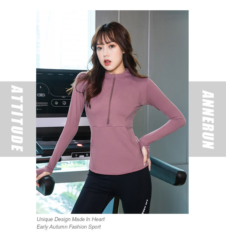 Куртка для йоги 瑜伽服装紧身快干长袖修身外衣上衣拉炼跑步性感运动外衣女性秋冬新款