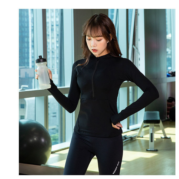 Куртка для йоги 瑜伽服装紧身快干长袖修身外衣上衣拉炼跑步性感运动外衣女性秋冬新款