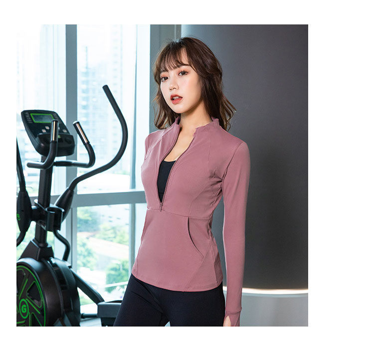 Куртка для йоги 瑜伽服装紧身快干长袖修身外衣上衣拉炼跑步性感运动外衣女性秋冬新款