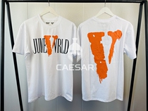 Spot VLONE x 999 Juice WRLD Joint Inkjet Graffiti Orange Big V Basic TEE