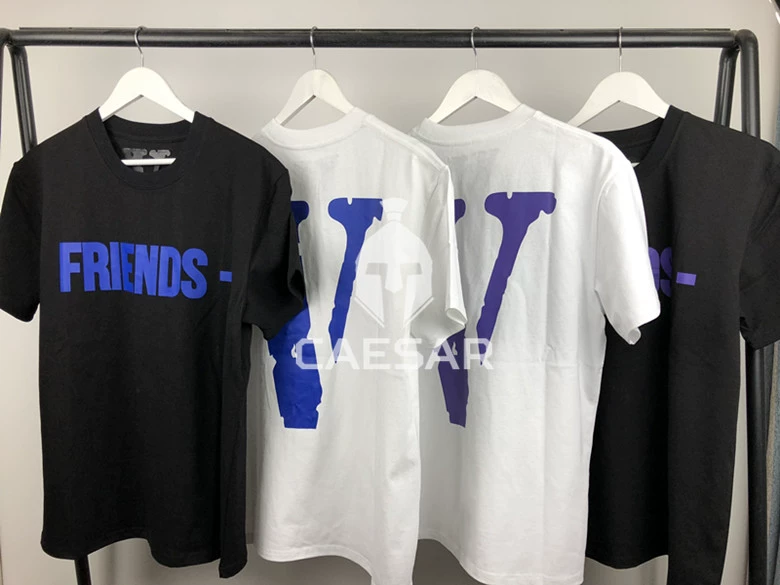 Spot VLONE màu xanh tím V Miami POP cửa hàng du kích FRIENDS tay ngắn TEE - Trình phát TV thông minh