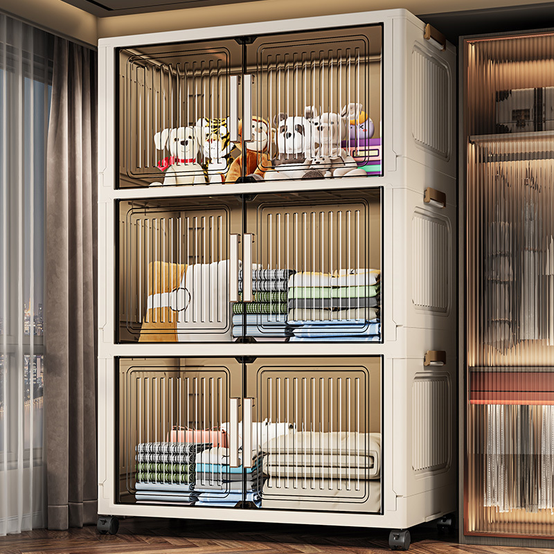 Thickened Storage Cabinet, Foldable Storage Cabinet, Home Bedroom Baby Wardrobe, Multi-Layer Movable Children's Toy Storage Cabinet