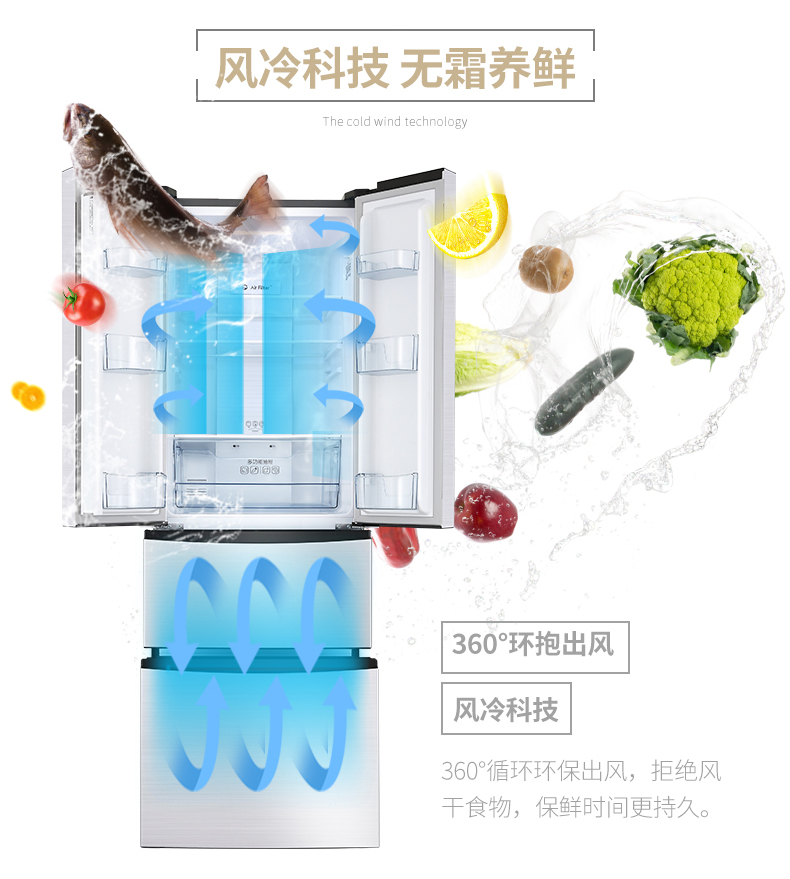tủ lạnh 1 ngăn Ronshen / 容 BCD-320WD12MYP Tủ lạnh biến tần bốn cửa làm mát bằng không khí - Tủ lạnh tủ lạnh hitachi 6 cánh