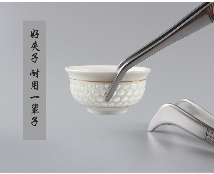Dày thêm thép không gỉ trà clip kẹp kim loại nhíp Kung Fu tách trà clip trà bộ phụ kiện trà đạo bình pha trà thủy tinh lock&lock