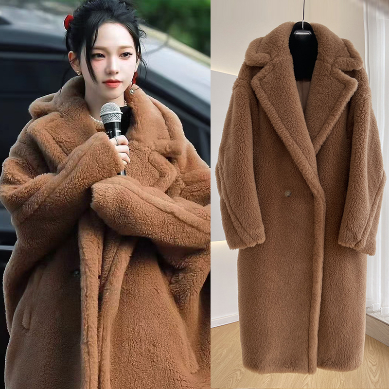 Zhao Lusi Celebrity-Inspired m Brand Teddy Bear Coat for Women, Autumn and Winter Mid-Length Fur Coat with Integrated Leather and Fur Zhao Lusi Celebrity-Inspired m Brand Teddy Bear Coat for Women, Autumn and Winter Mid-Length Fur Coat with Integrated Leather and Fur