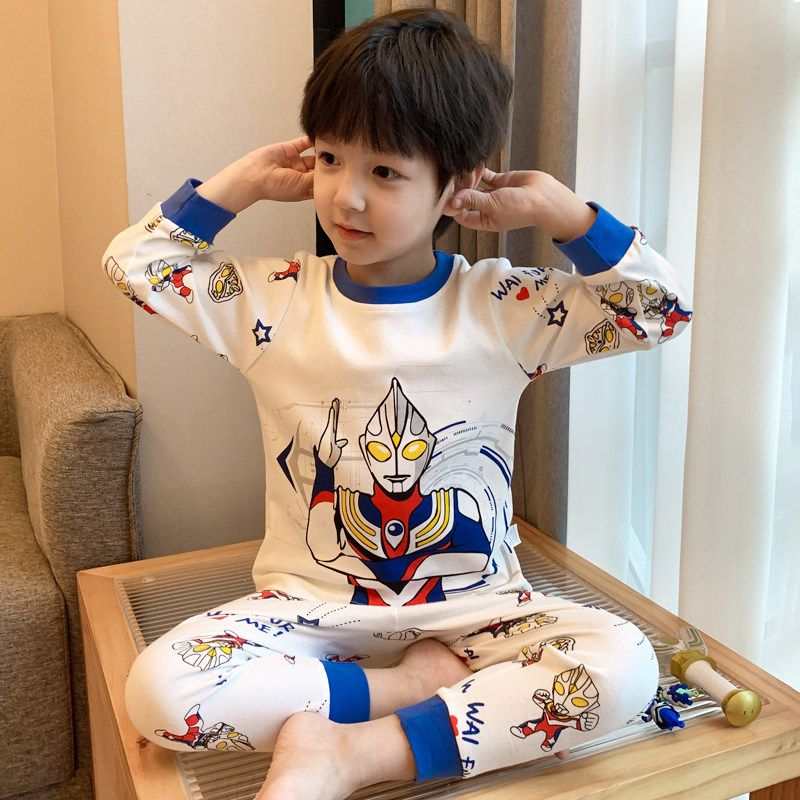 子供用純綿下着セット、男の子用保温下着、男の子用綿セーター、セーター、パンツ、赤ちゃん用綿100％パジャマ