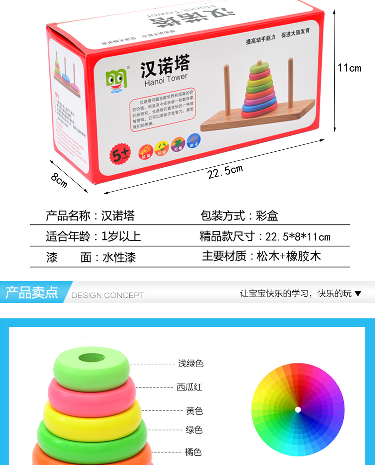 Tháp gỗ Hanno trẻ em trí tuệ giáo dục sớm học sinh tiểu học 4-5-6-8-9-10 tuổi Đồ chơi người lớn bằng gỗ bán đồ chơi rubik