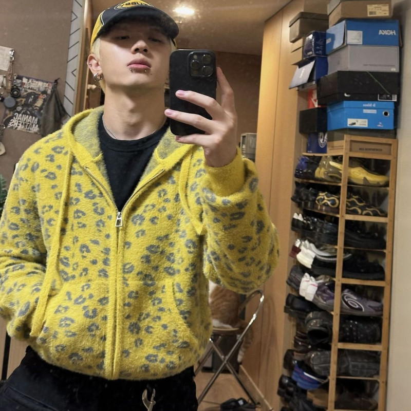 American Street Style Leopard Print Jacquard Sweater Cardigan for Men and Women, Autumn and Winter Faux Mink Hooded Knitwear Jacket, Casual Top