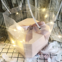 Jiazawa gift square handbag flower bouquet flower box packaging transparent bag wedding gift bag large gift bag
