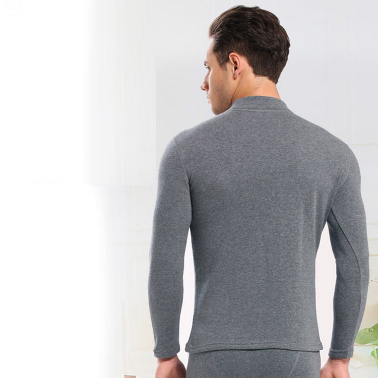 Quần cotton nam cộng với nhung dày đồ lót nhiệt đơn áo sơ mi chạm đáy áo len cotton Áo phông bố mẹ ở cổ cao quần giữ nhiệt nam