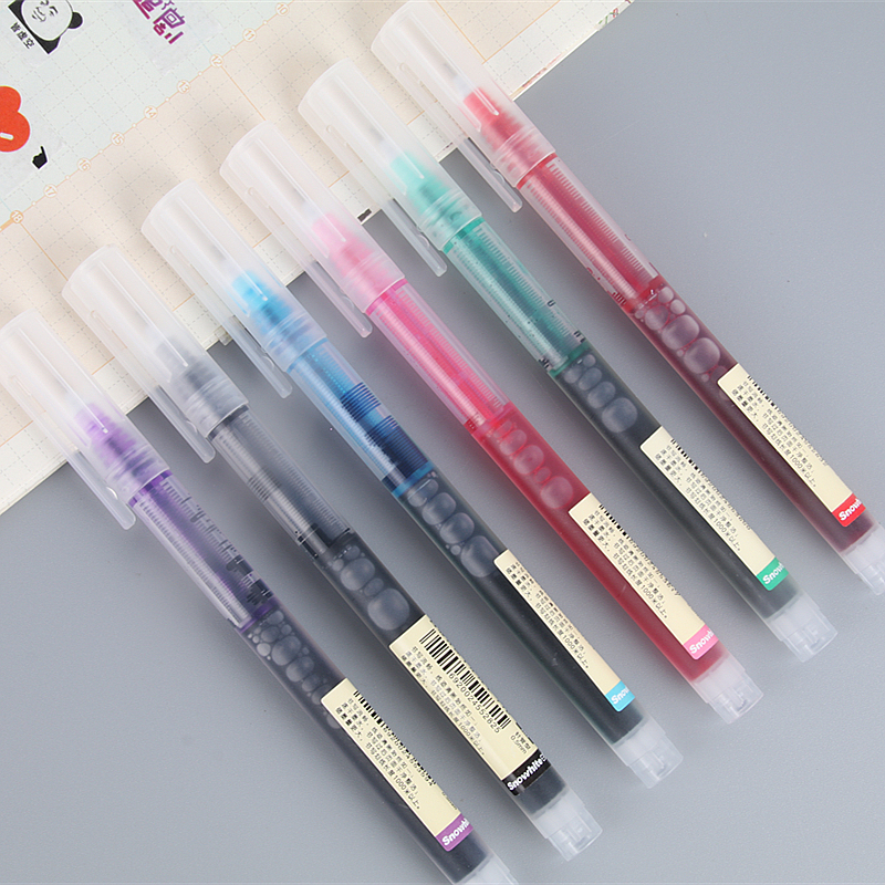 White Snow Straight Liquid Type Water-based Ballpoint Pen Quick Dry Colored Middle Sex Pen Students Multicolored Water-based Pen Cute Ensemble Color Hand-painted Paintbrush