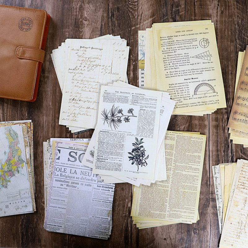 Retro old book page hand ledger material paper English manuscripts score digital hand ledger decoration hit bottom background paper no stickiness