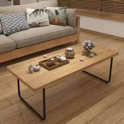Nordic coffee table Simple modern small apartment living room net red wrought iron household rectangular tea table Solid wood small coffee table