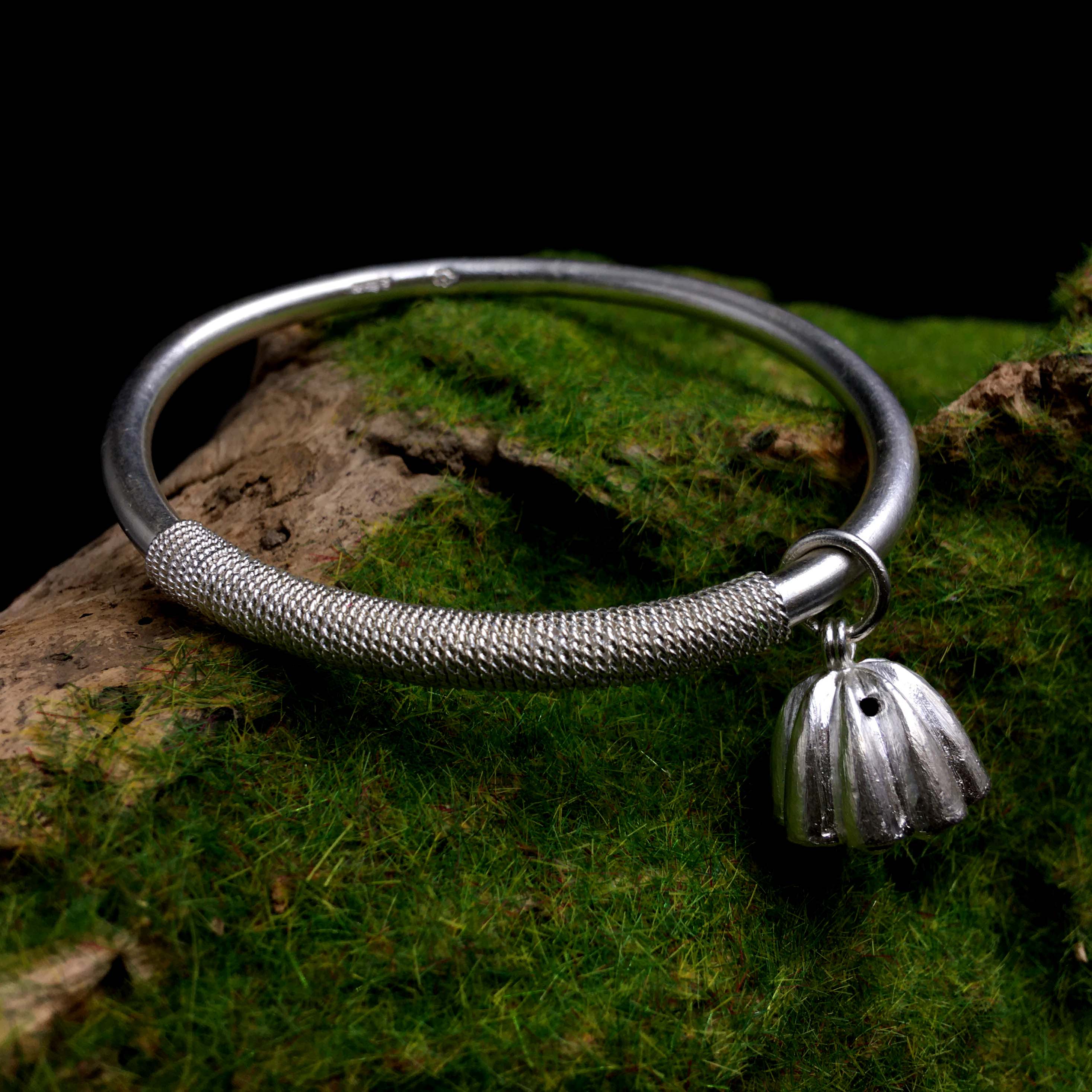 Original 999 sterling silver handmade lotus lotus filament traditional antique retro bracelet silver jewelry