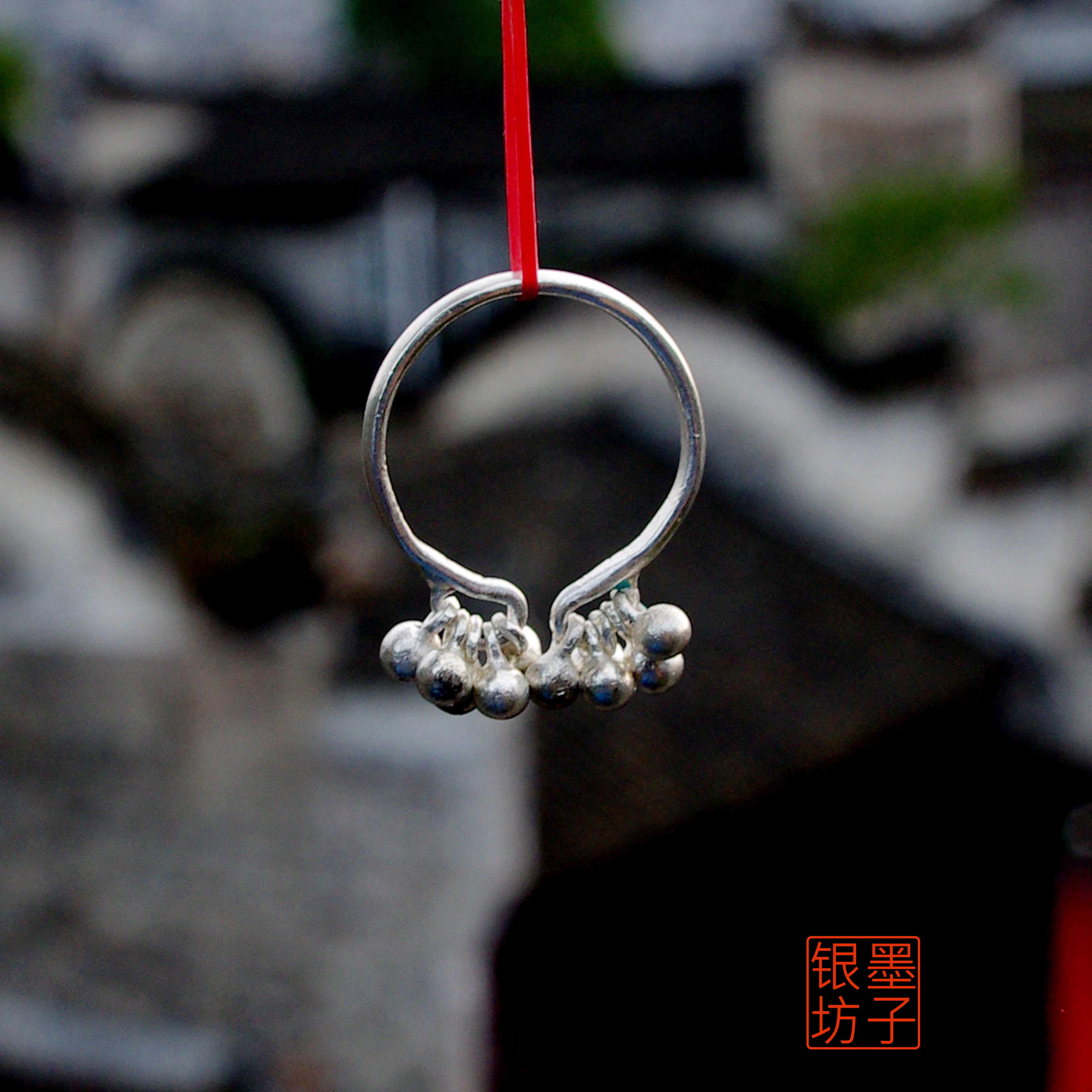 Original 999 silver hand silver small silver bean frosted ring ring ring ring