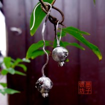 Original design 999 foot silver pomegranate hand retro - arts and artistic masterpiece opened with laughing earrings ear - crank silver decoration